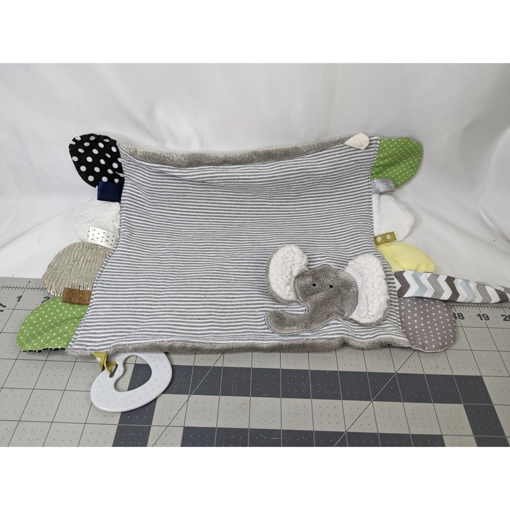 Demdaco Elephant Lovey Security Blanket Gray Stripe Stuffed Animal Toy